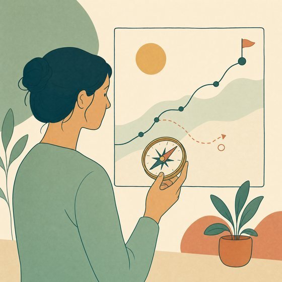 A person reviewing progress and adjusting the path